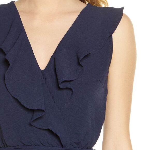 FRAICHE by J Ruffle Ladies Blue Wrap Top Ruffled Front Maxi Dress - Size Small - Picture 7 of 7